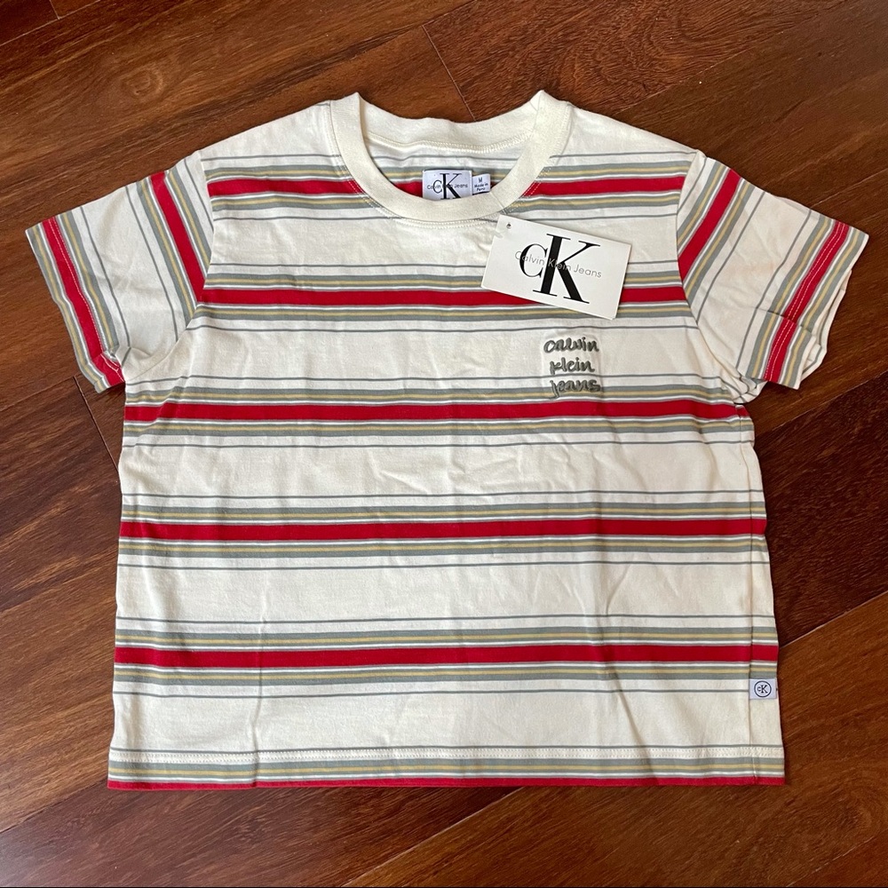 Vintage Calvin Klein Jeans Striped Cropped Baby Tee Shirt
